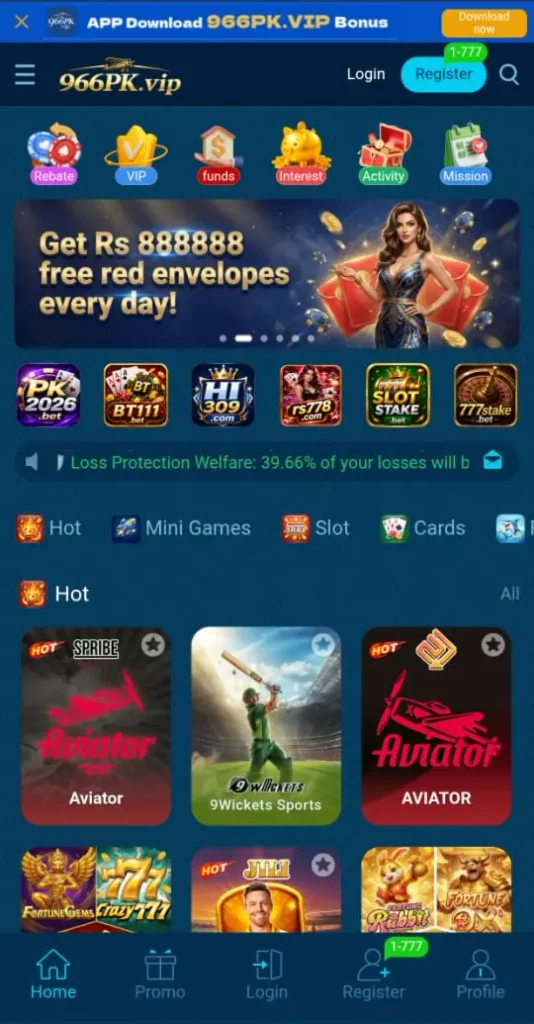 966PK Game interface on Android