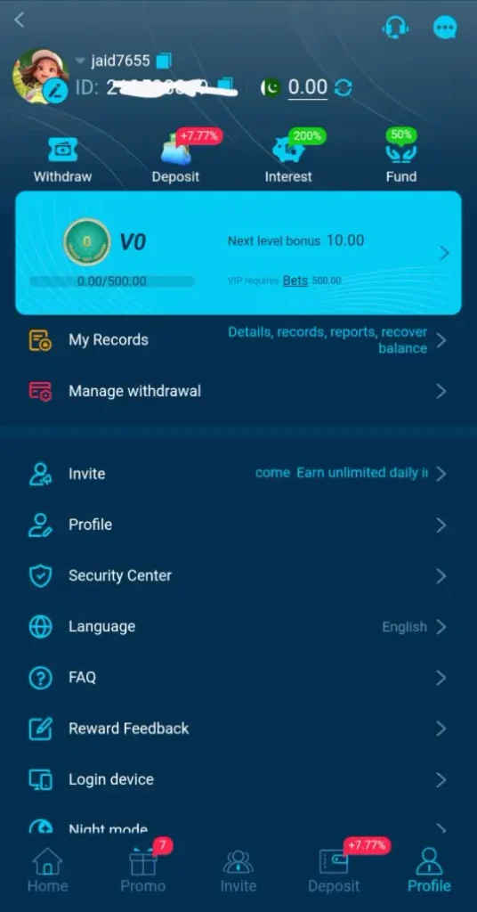 966PK Game registration page on Android