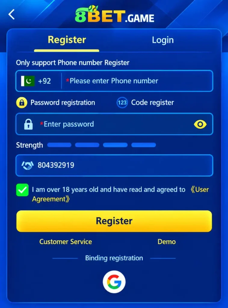 8BET Game Registration