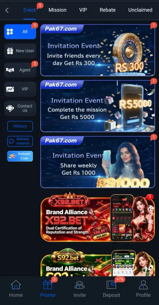 PAK67 Game promotion offers